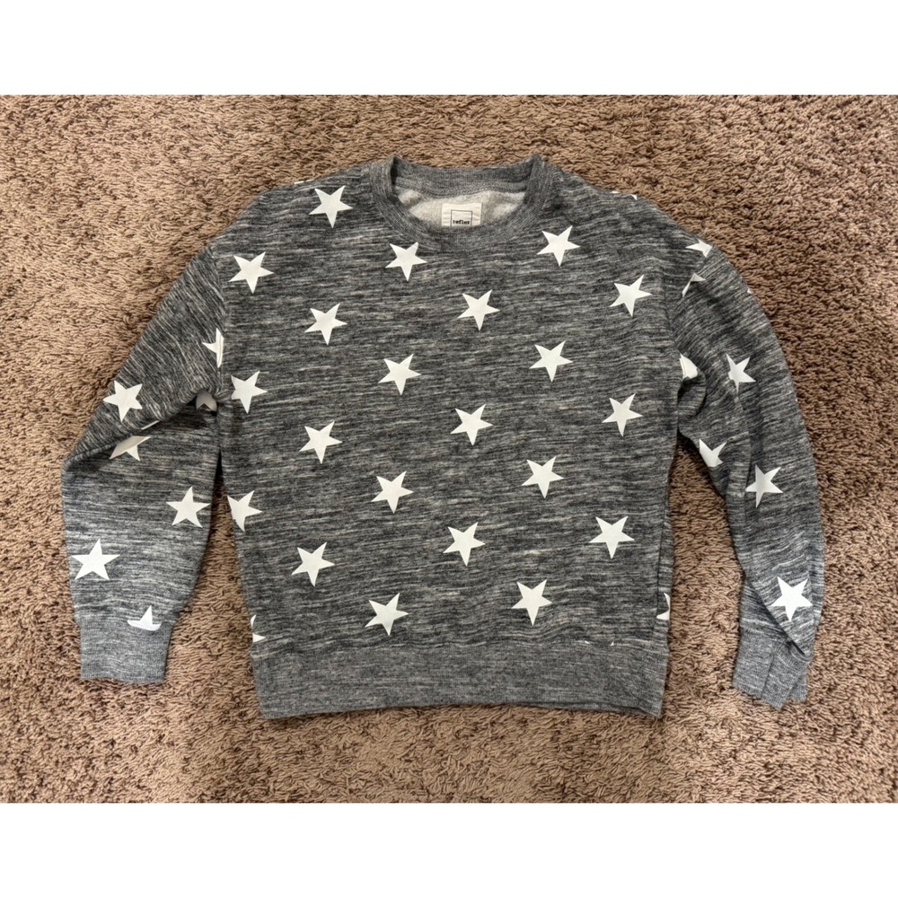 Reflex‎ Star Sweater Gray White Crewneck Lightweight Knit M